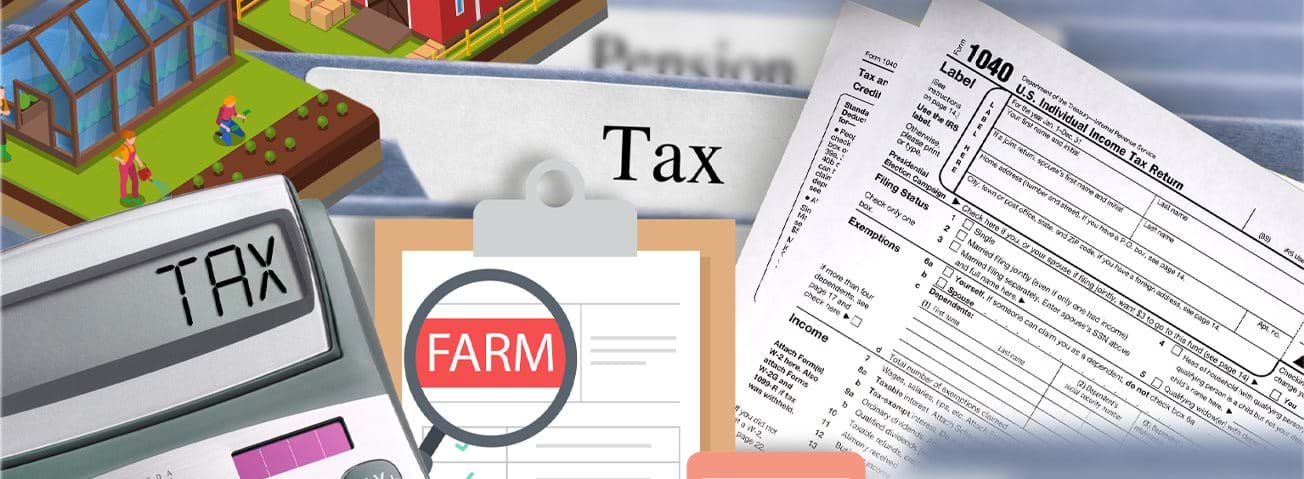 Graphic collection of tax forms.