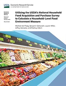 This is the cover image for the Utilizing the USDA’s National Household Food Acquisition and Purchase Survey to Calculate a Household-Level Food Environment Measure report.