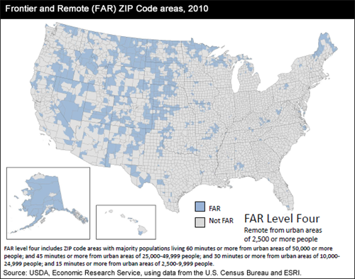 Frontier and Remote (FAR) Zip Code areas, 2010; FAR Level Four