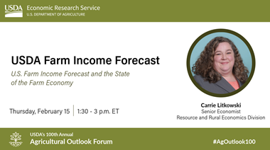 Graphic for Session on USDA Farm Income Forecast with Speaker Carrie Litkowski