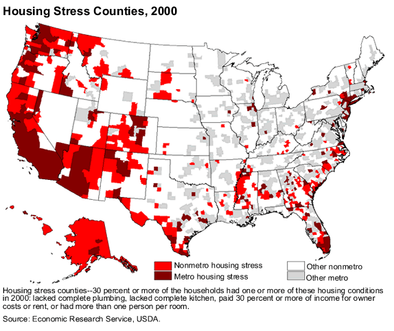 This chart shows: 'Housing stress counties, 2000'.