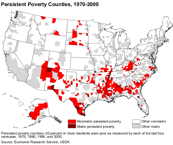 This chart shows: 'Persistent poverty counties, 1970-2000'.