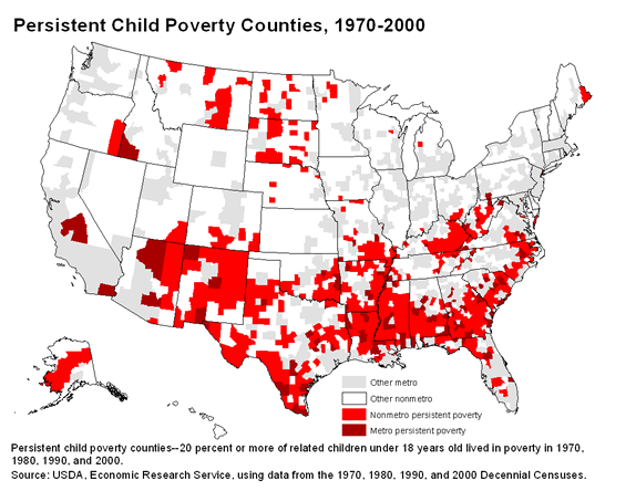 This chart shows: 'Persistent child poverty counties, 1970-2000'.