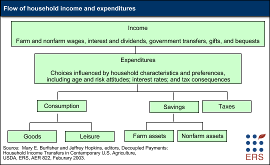 This chart shows: 'Flow of household income and expenditures'.