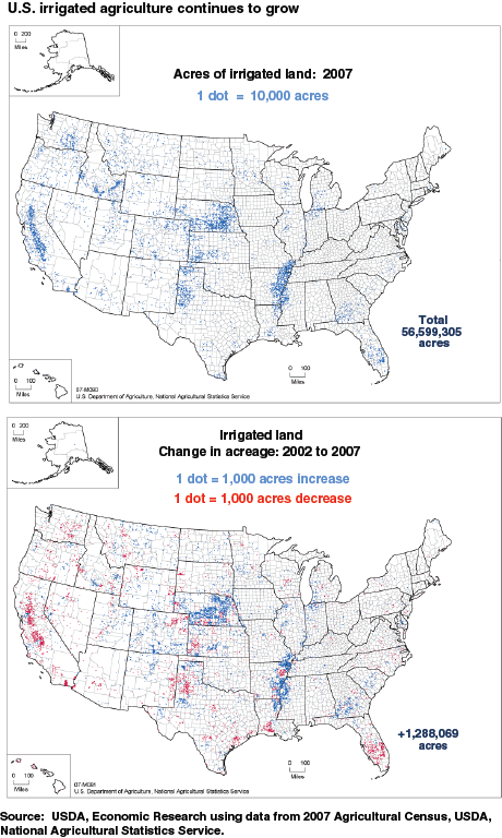 This chart shows: 'U.S. irrigated agriculture continues to grow'.