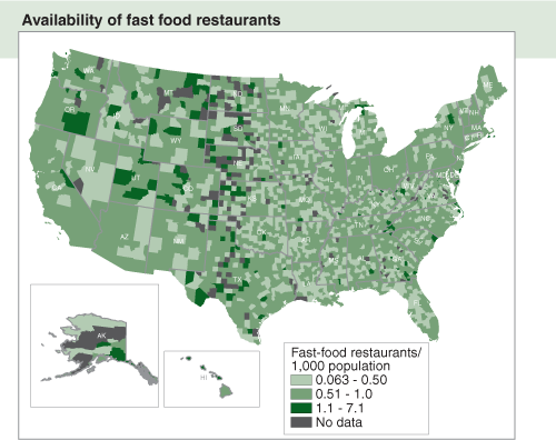 This chart shows: 'Availability of fast food restaurants'.