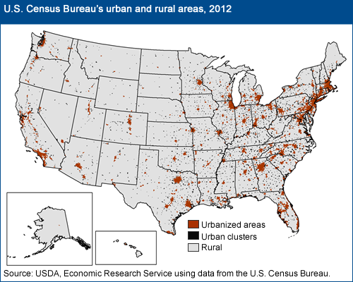 This chart shows: 'U.S. Census Bureau's urban and rural areas, 2012'.