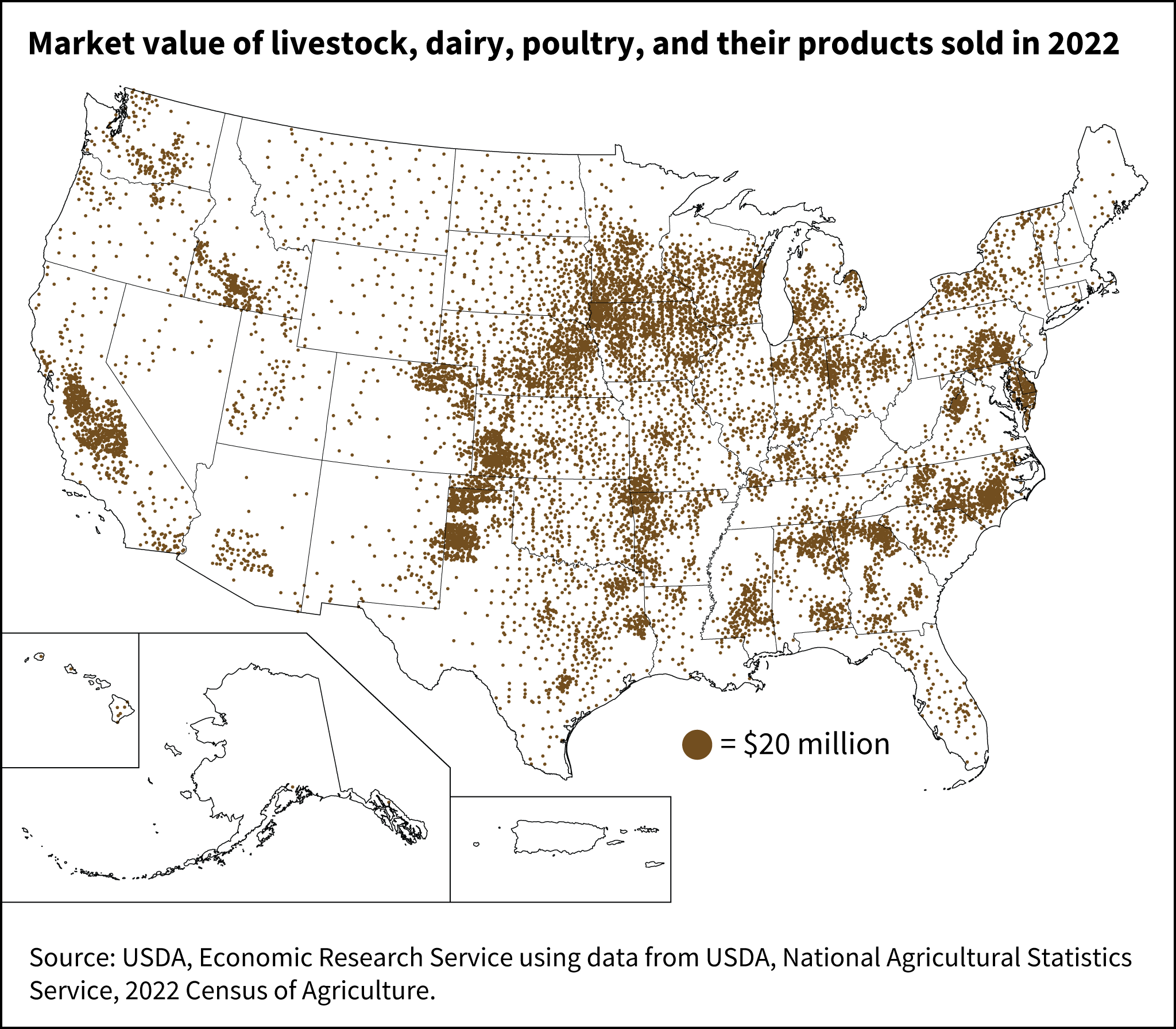 Livestock production is scattered across the country
