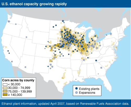This chart shows: 'U.S. ethanol capacity growing rapidly'.