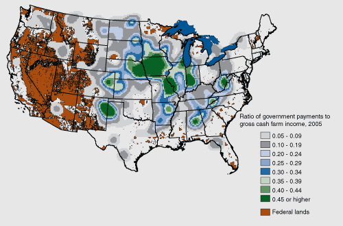 This chart shows: 'Geographic distribution of government payments.'.