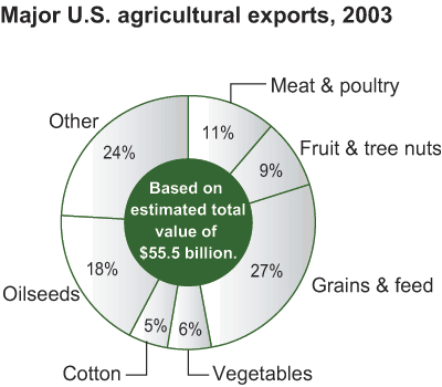 This chart shows: 'major U.S. agricultural exports, 2003'.