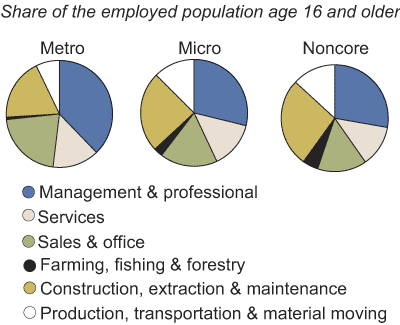 This chart shows: 'Share of the employed population age 16 and older'.