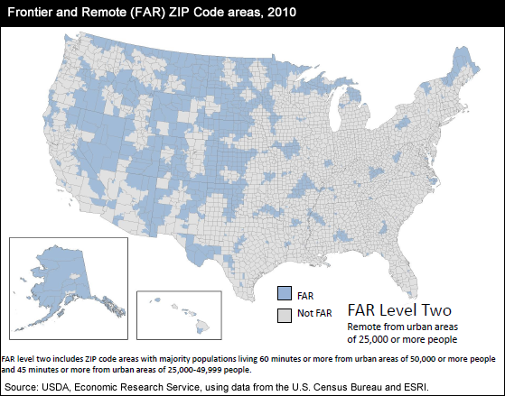 This chart shows: 'Frontier and Remote (FAR) Zip Code areas, 2010; FAR Level Two'.