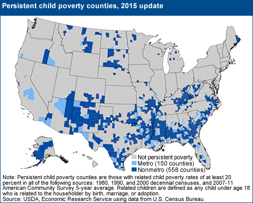 This chart shows: 'Persistent child poverty counties, 2015 update'.