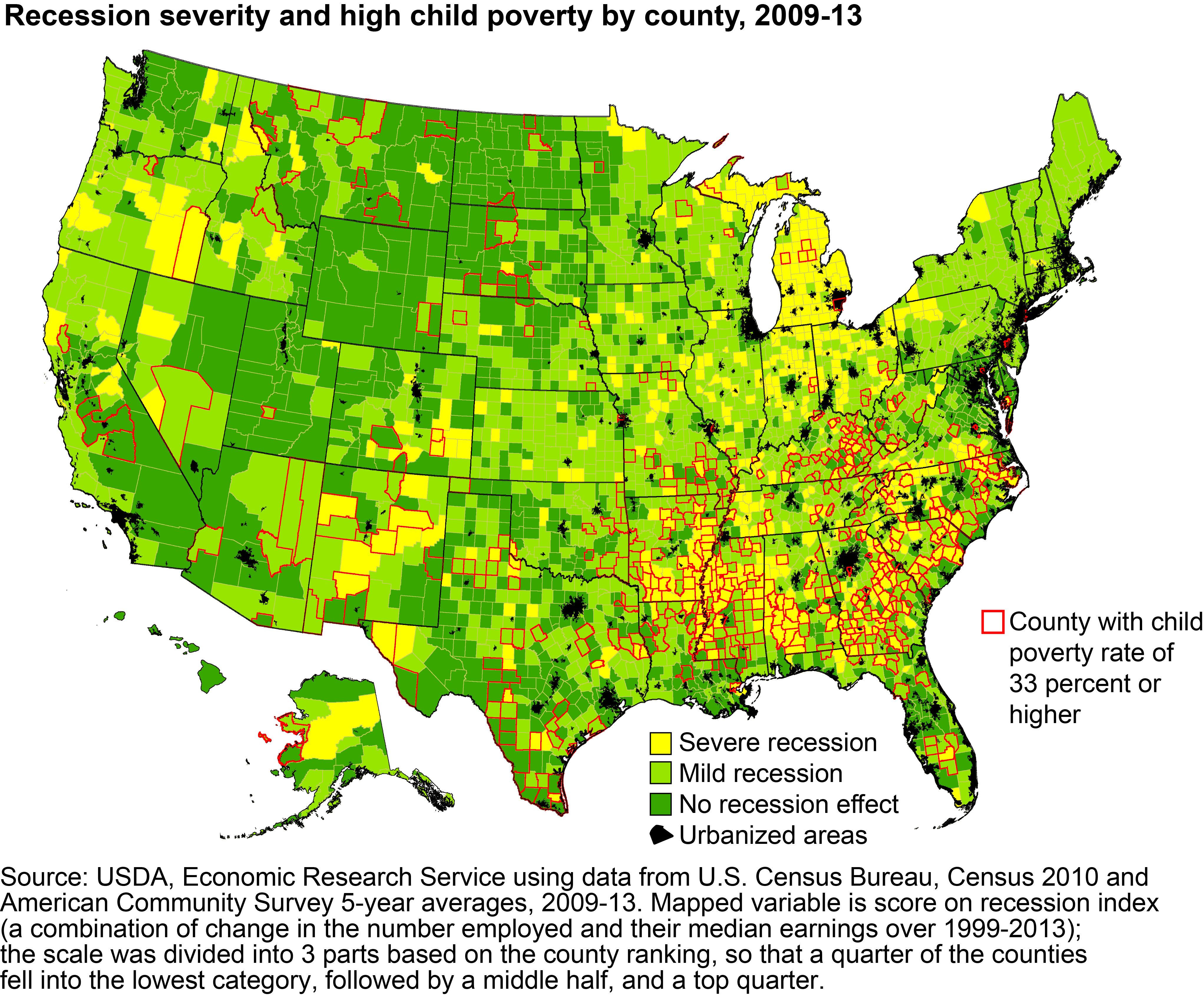 This chart shows: 'Economic conditions, marked by recession, had highly uneven impacts across rural areas'.