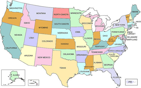 A map of the U.S. States