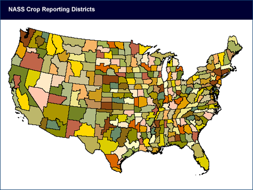A map of NASS Crop Reporting Districts