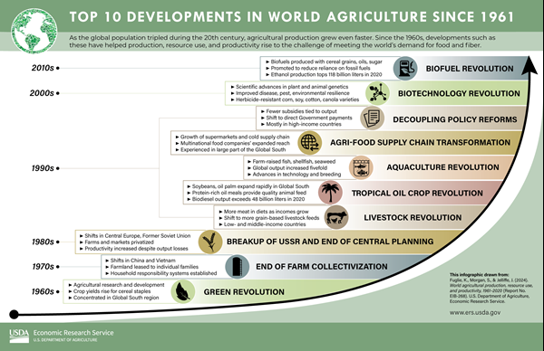 Infographic illustrating six decades of productivity.