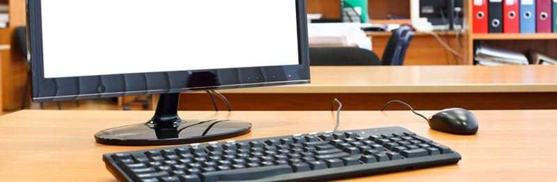 Computer monitor, keyboard, and mouse