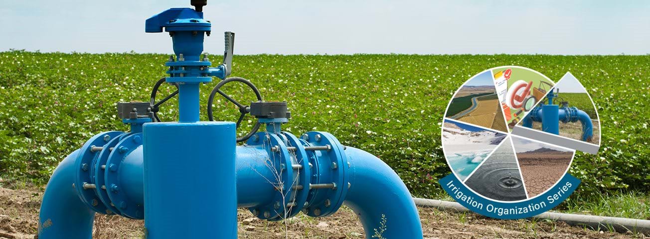Photo illustration of a well and a crop field