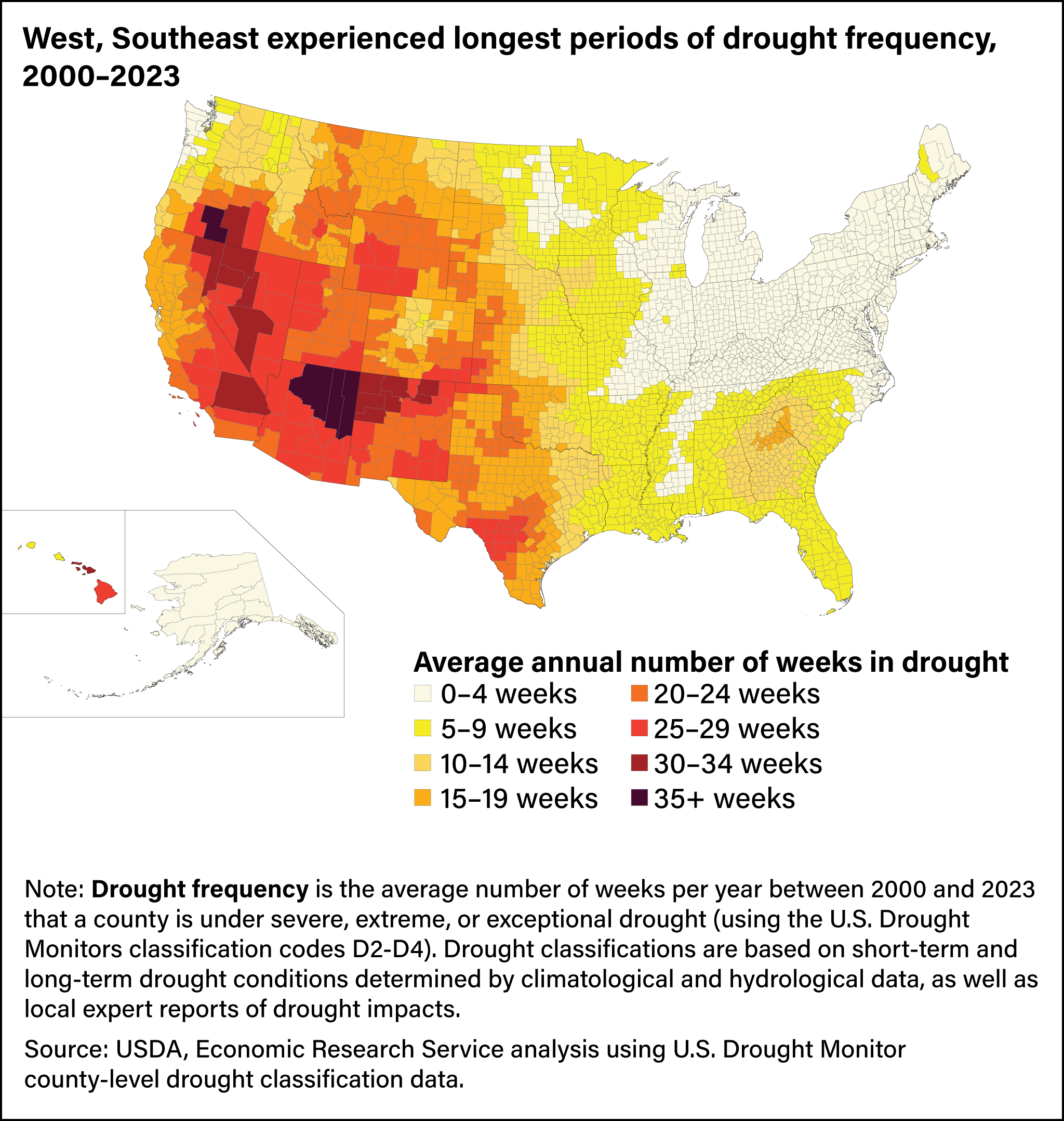 West, Southeast experienced longest periods of drought frequency, 2000 ...