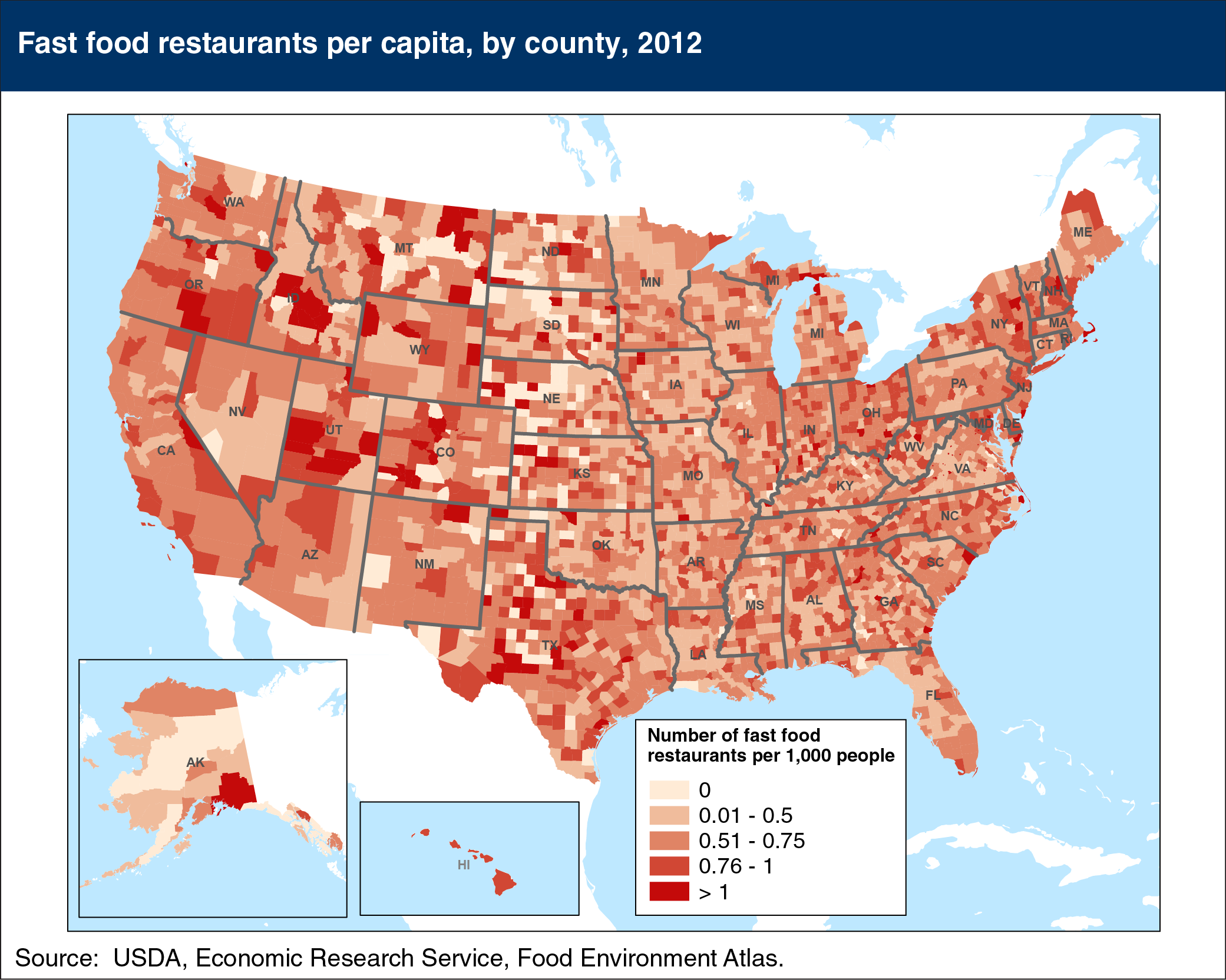 Number Of Fast Food Restaurants Per Capita Varies Across The U S 