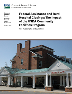 This is the cover image for the Federal Assistance and Rural Hospital Closings: The Impact of the USDA Community Facilities Program report.