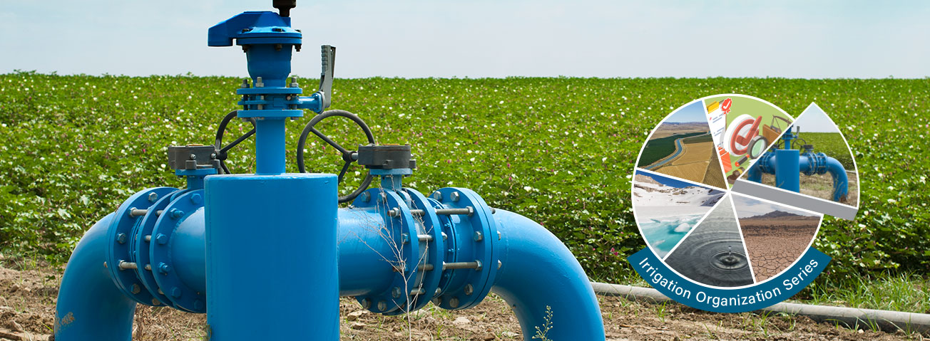 Photo illustration of a well and a crop field