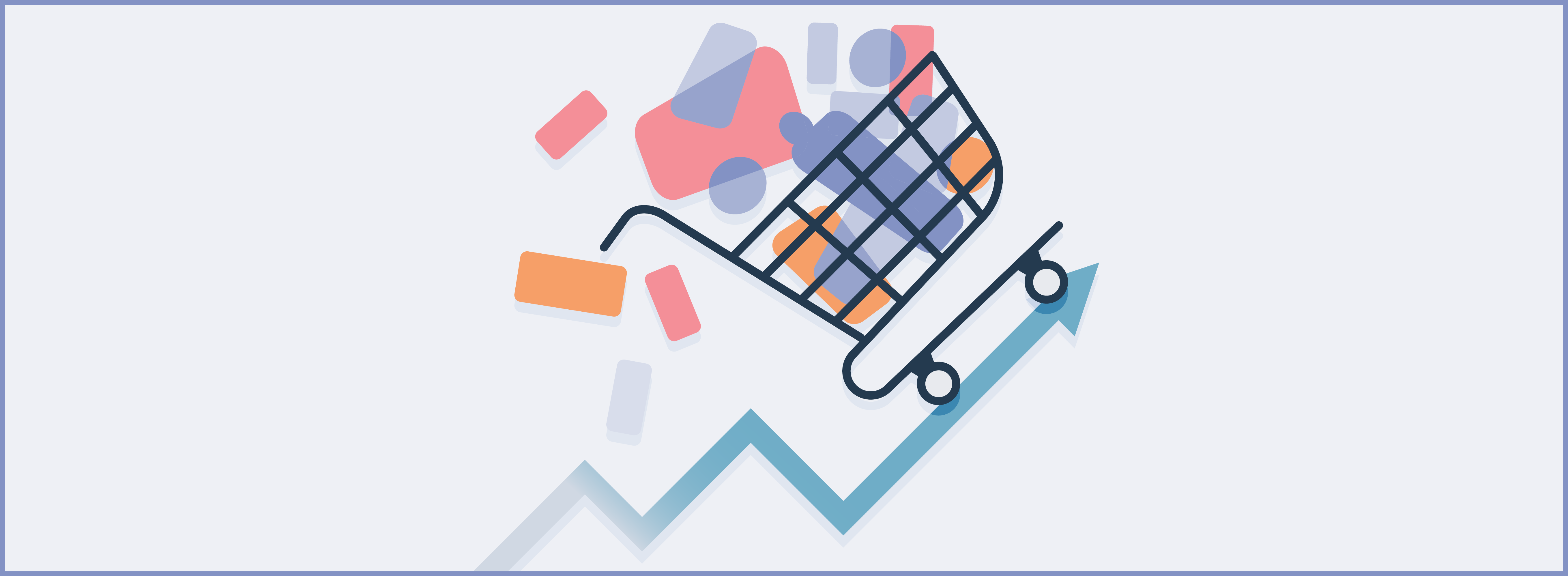 Illustration depicting a full shopping cart.