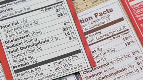 Food label showing trans fats