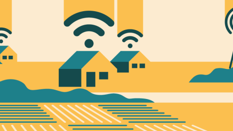 Graphic depiction of rural land and broadband signals