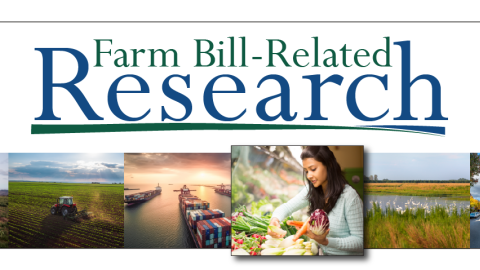 Farm Bill-Related Research Banner featuring collage of photos related to food production.