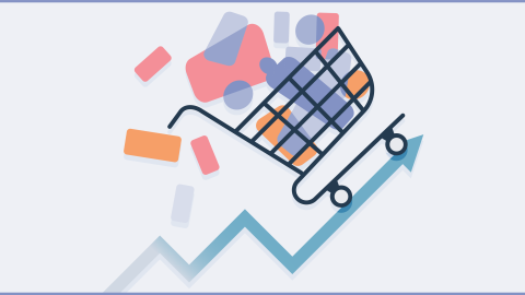 Illustration depicting a full shopping cart.