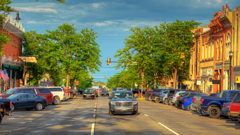 Photo of downtown in a U.S. small town.