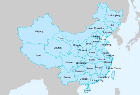 Provinces of China Map