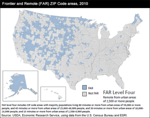 Frontier and Remote (FAR) Zip Code areas map, 2010; FAR Level Four