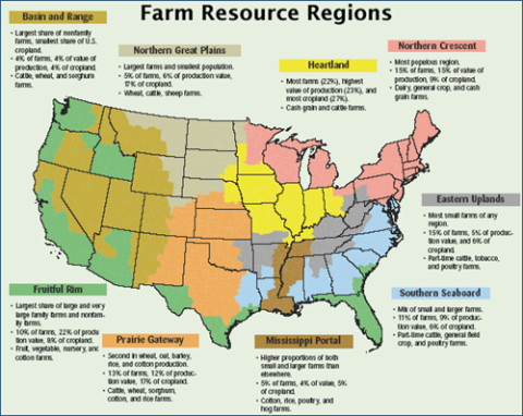 U.S. County-level Farm Resource Regions Map