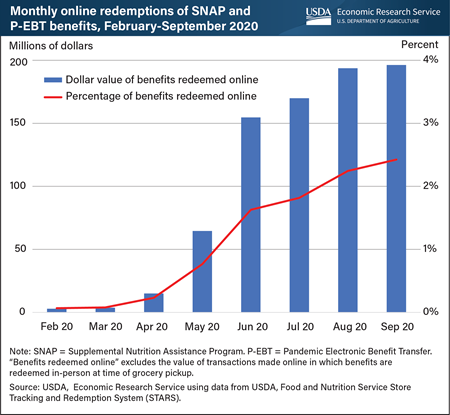 Online redemptions of SNAP and P-EBT benefits rapidly expanded throughout 2020