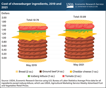 Cost of a home-grilled cheeseburger up 11 cents from 2019