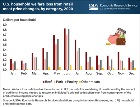 Higher retail meat prices during COVID-19 pandemic negatively impacted U.S. households in 2020