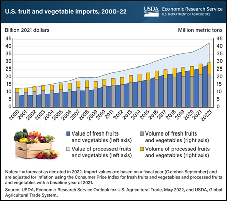 U.S. fruit and vegetable import value outpaces volume growth