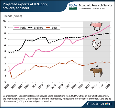 U.S. pork exports projected to surge, surpass broiler chicken exports