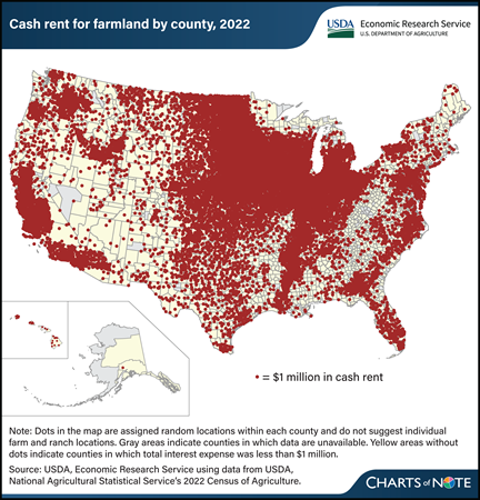 2022 Census of Agriculture shows concentration of cash rent payments in the United States