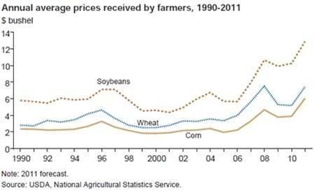 All-time high prices mean some farmers can expect large gains for receipts in 2011