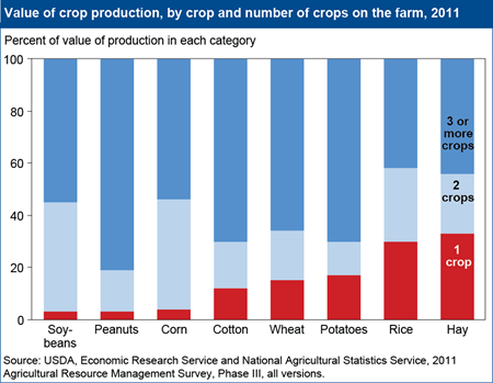 Relatively few farms produce just one crop