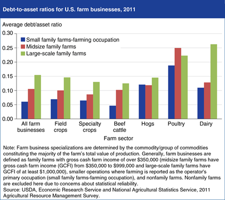 Poultry and dairy farm businesses typically have highest debt-to-asset ratios