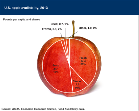 Almost half of U.S. apples available for domestic consumption are used in juices