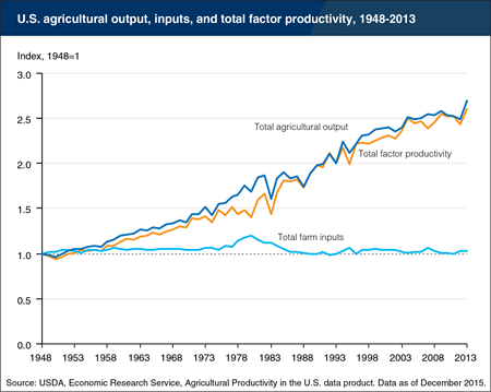 Productivity in U.S. agriculture, not increased input use, has fueled agricultural output growth