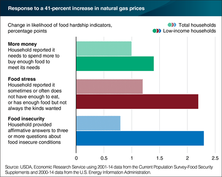 Natural gas price shocks increase the probability of food hardship