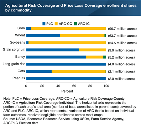 Payment formula differences led to varying Agricultural Risk Coverage and Price Loss Coverage selections for individual crops